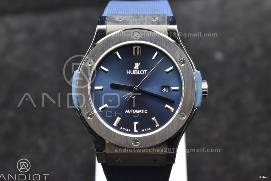 Best Dial Blue HBF Classic On Edition 1:1 SS 42mm Blue Strap Gummy A2892 Fusion 0130